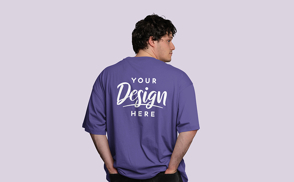 Brunette man back oversize t-shirt mockup | Start Editing Online