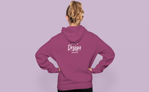 Woman in ponytail in hoodie mockup