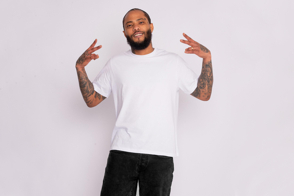 Handsome black man wearing a t-shirt mockup