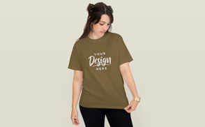 Girl with brown hair t-shirt mockup