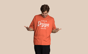 Blonde young man oversized t-shirt mockup | Start Editing Online