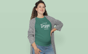 Pregnant woman posing t-shirt mockup