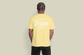 Cool black man backwards t-shirt mockup | Start Editing Online