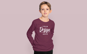 Boy child posing in sweatshirt mockup