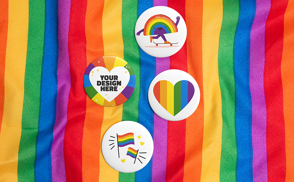 Pins over lgbt flag for Pride Month mockup