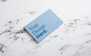 Business card on marble counter mockup