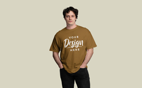 Brunette young man t-shirt mockup | Start Editing Online