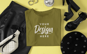 Fancy outfit and accesories t-shirt mockup