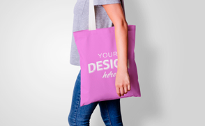 model with tote bag mockup