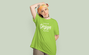 Blonde girl with bandana t-shirt mockup | Start Editing Online