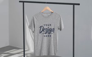 Basic t-shirt in clothes hanger mockup