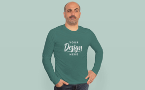 Man posing while in sweatshirt mockup