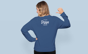 Blonde woman posing backwards in sweatshirt mockup