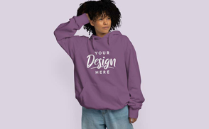 Black woman with oversized hoodie