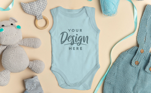 Baby onesie without sleeves mockup