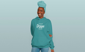 African american woman in hoodie mockup