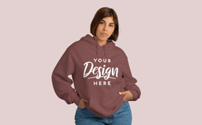 Girl in jeans hoodie mockup | Edit Online in Mockup Generator