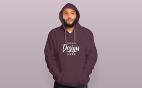 African american man in hoodie mockup-repeated