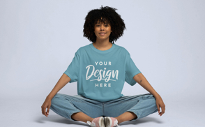 Cool black girl yoga t-shirt mockup | Start Editing Online