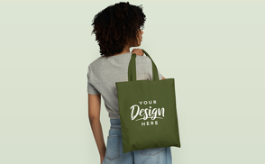 Young black woman tote bag mockup