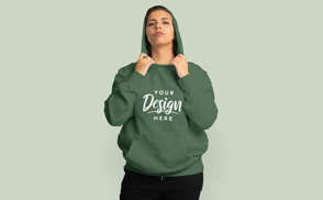 Hispanic woman in hoodie mockup