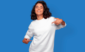 Happy model sweatshirt mockup