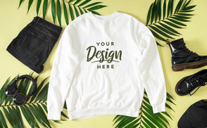 Leaves and clothes with sweatshirt mockup