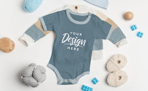 Toddler onesie with baby elements mockup