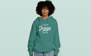 Black woman curly hair hoodie mockup