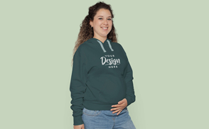 Happy pregnant woman hoodie mockup