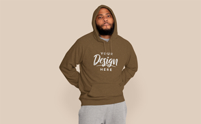 Black man hands behind back hoodie mockup | Start Editing Online