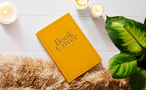 Candles book cover mockup composition