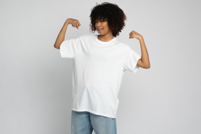 Black girl modelling a t-shirt mockup