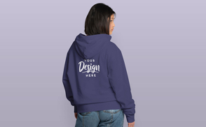 Asian girl backwards hoodie mockup