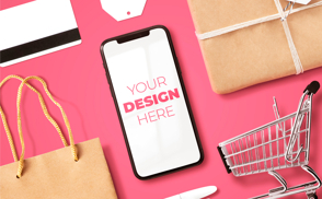 online shopping iphone mockup composition