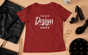 Women fancy clothes and t-shirt mockup