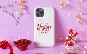 Flowers and garlands phone case mockup