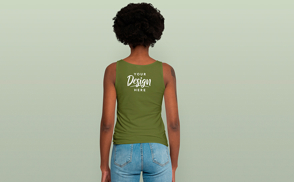 Black woman with afro and tank top mockup