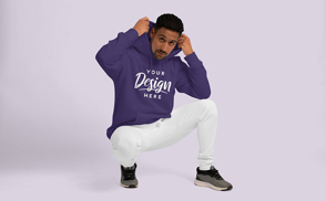 Man in sweatpants and hoodie mockup