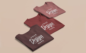 Three folded t-shirts mockup