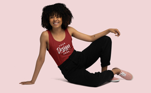 Black female with afro and tank top mockup
