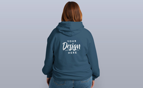 Short hair plus size woman hoodie mockup