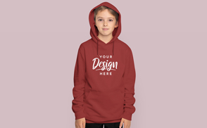 Boy child wearing hoodie mockup