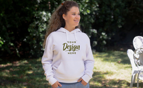 Pregnant woman in hoodie mockup