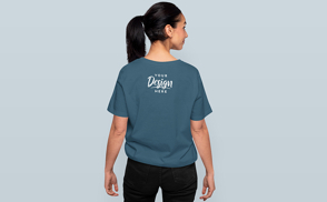 Dark haired woman t-shirt mockup