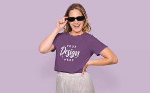 Blonde woman with sunglasses mockup