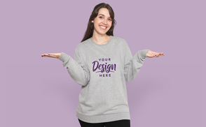 Young girl model in sweatshirt mockup