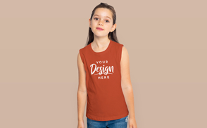 Girl with brown hair in tank top mockup
