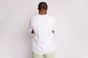 Black man from behind in a t-shirt mockup