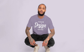 Black man squatting t-shirt mockup | Start Editing Online